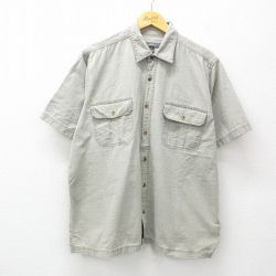 XL★古着 半袖 シャツ メンズ 大きいサイズ コットン 薄ベージュ系 カーキ 25jun23 中古 トップス