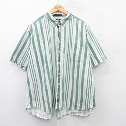 【50%OFF】XL★古着 ドッカーズ 半袖 シャツ メンズ 90年代 90s 大きいサイズ コットン ボタンダウン 緑他 グリーン ストライプ 【spe】 25jun23 中古 トップス