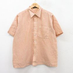 【50%OFF】XL★古着 半袖 シャツ メンズ 90年代 90s 黄他 イエロー ストライプ 25jun24 中古 トップス