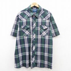 【50%OFF】XL★古着 ラングラー Wrangler 半袖 ウエスタン シャツ メンズ 90年代 90s 大きいサイズ 紺他 ネイビー チェック 25jun24 中古 トップス