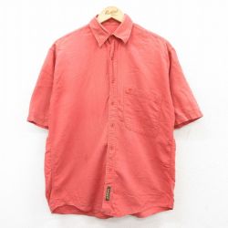 L★古着 ティンバーランド 半袖 シャツ メンズ 90年代 90s ワンポイントロゴ コットン 赤系 レッド 25jun24 中古 トップス