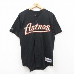 【50%OFF】M★古着 マジェスティック 半袖 ベースボール シャツ メンズ 90年代 90s MLB ヒューストンアストロズ USA製 黒 ブラック メジャーリーグ 野球 25jun24 中古 トップス