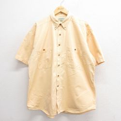 【20%OFF】XL★古着 セントジョンズベイ 半袖 シャツ メンズ 90年代 90s 大きいサイズ コットン ボタンダウン 黄色 イエロー 25jun24 中古 トップス
