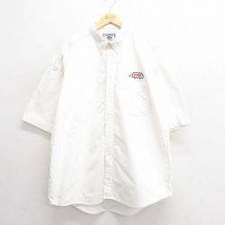 XL★古着 リー Lee 半袖 シャツ メンズ 00年代 00s トラック 大きいサイズ ロング丈 コットン ボタンダウン 白 ホワイト 25jun24 中古 トップス