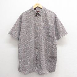 XL★古着 HAGGAR 半袖 シャツ メンズ 90年代 90s 大きいサイズ ロング丈 コットン ボタンダウン USA製 緑他 グリーン 25jun24 中古 トップス
