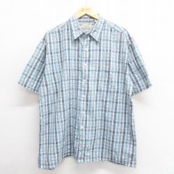 XL★古着 セントジョンズベイ 半袖 シャツ メンズ 00年代 00s コットン 紺他 ネイビー チェック 25jun24 中古 トップス