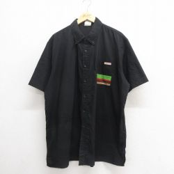 XL★古着 半袖 シャツ メンズ バーガーキング 大きいサイズ ロング丈 ボタンダウン 黒 ブラック 25jun24 中古 トップス