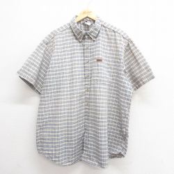 XL★古着 カーハート Carhartt 半袖 シャツ メンズ 90年代 90s ボロ 大きいサイズ ロング丈 コットン ボタンダウン USA製 ベージュ他 カーキ チェック 【spe】 25jun24 中古 トップス
