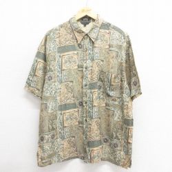 L★古着 半袖 シャツ 00年代 00s 花柄 緑他 グリーン 25jun24 中古 メンズ トップス