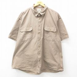 【20%OFF】XL★古着 カベラス 半袖 シャツ メンズ 大きいサイズ ロング丈 コットン 茶 ブラウン 25jun25 中古 トップス