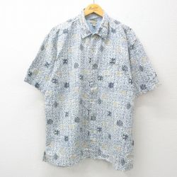 XL★古着 ビューグルボーイ 半袖 シャツ メンズ 総柄 薄紺他 ネイビー 25jun25 中古 トップス