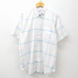 XL★古着 半袖 シャツ メンズ 90年代 90s ボタンダウン 白他 ホワイト チェック 25jun25 中古 トップス