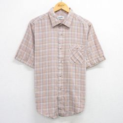 L★古着 リーバイス Levis 半袖 シャツ メンズ 90年代 90s ベージュ系他 カーキ チェック 25jun25 中古 トップス