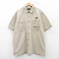 XL★古着 レッドヘッド 半袖 シャツ メンズ 00年代 00s 魚 大きいサイズ ロング丈 コットン ベージュ カーキ 25jun25 中古 トップス