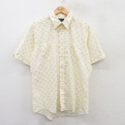 L★古着 半袖 シャツ メンズ 80年代 80s 総柄 薄黄他 イエロー 25jun25 中古 トップス