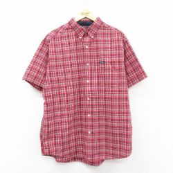 XL★古着 ラルフローレン Ralph Lauren チャップス 半袖 ブランド シャツ メンズ 90年代 90s ボタンダウン 赤他 レッド チェック 25jun25 中古 トップス