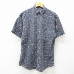 XL★古着 半袖 シャツ メンズ 00年代 00s ペイズリー柄 コットン 開襟 オープンカラー 紺他 ネイビー 25jun26 中古 トップス