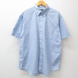 XL★古着 半袖 シャツ メンズ 90年代 90s オックスフォード ボタンダウン 薄紺 ネイビー 霜降り 25jun26 中古 トップス