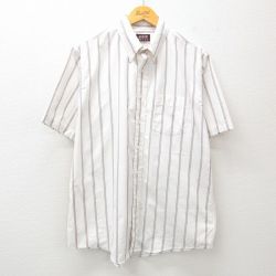 XL★古着 アロー 半袖 シャツ メンズ 90年代 90s 大きいサイズ ボタンダウン 白他 ホワイト ストライプ 25jun26 中古 トップス