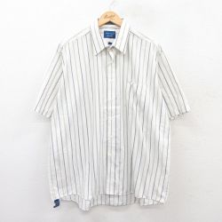 【50%OFF】XL★古着 タウンクラフト 半袖 シャツ メンズ 90年代 90s 大きいサイズ 白他 ホワイト ストライプ 25jun28 中古 トップス