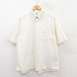 XL★古着 バンヒューセン 半袖 シャツ メンズ 90年代 90s 大きいサイズ ボタンダウン 生成り 25jun28 中古 トップス