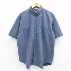 【20%OFF】XL★古着 ベーシックエディションズ 半袖 シャツ メンズ 90年代 90s コットン ボタンダウン 薄紺 ネイビー 【spe】 25jun28 中古 トップス