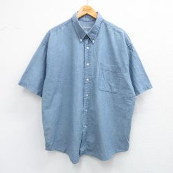 XL★古着 セントジョンズベイ 半袖 シャツ メンズ 大きいサイズ コットン ボタンダウン 薄紺 ネイビー 25jun28 中古 トップス