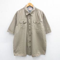 【20%OFF】XL★古着 ラングラー Wrangler 半袖 シャツ メンズ 大きいサイズ ロング丈 コットン ベージュ カーキ 25jun28 中古 トップス