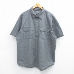 XL★古着 半袖 シャツ メンズ 大きいサイズ ロング丈 コットン グレー 25jun28 中古 トップス