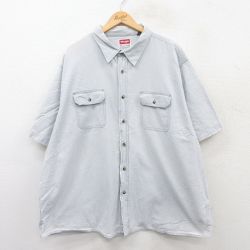 XL★古着 ラングラー Wrangler 半袖 シャツ メンズ 大きいサイズ ロング丈 コットン 薄グレー系 25jun28 中古 トップス
