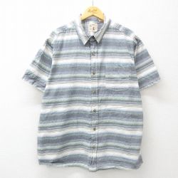 【50%OFF】XL★古着 レッドヘッド 半袖 シャツ メンズ 大きいサイズ コットン 紺他 ネイビー ボーダー 25jun30 中古 トップス