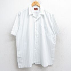 XL★古着 半袖 シャツ メンズ 90年代 90s 大きいサイズ 開襟 オープンカラー 水色他 ストライプ 25jul01 中古 トップス