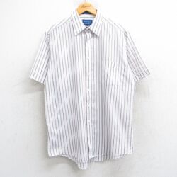 L★古着 タウンクラフト 半袖 シャツ メンズ 90年代 90s 白他 ホワイト ストライプ 25jul01 中古 トップス