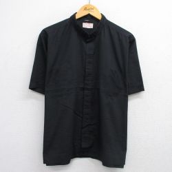 XL★古着 半袖 シャツ メンズ 90年代 90s 大きいサイズ ノーカラー USA製 黒 ブラック 25jul02 中古 トップス