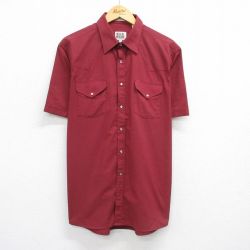 XL★古着 ELY 半袖 ウエスタン シャツ メンズ 90年代 90s エンジ 25jul02 中古 トップス