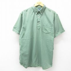 XL★古着 ラルフローレン Ralph Lauren 半袖 ブランド シャツ メンズ 90年代 90s 大きいサイズ コットン ボタンダウン 薄緑 グリーン 25jul02 中古 トップス