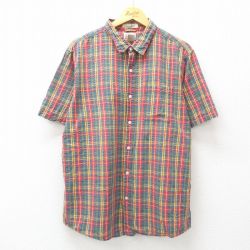 XL★古着 エルエルビーン LLBEAN 半袖 シャツ メンズ 00年代 00s シアサッカー コットン 赤他 レッド チェック 25jul02 中古 トップス