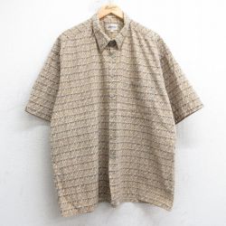 XL★古着 半袖 シャツ メンズ 00年代 00s 総柄 大きいサイズ コットン ベージュ他 カーキ 【spe】 25jul02 中古 トップス