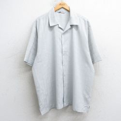 XL★古着 半袖 シャツ メンズ 00年代 00s 大きいサイズ 開襟 オープンカラー 薄グレー チェック 25jul02 中古 トップス