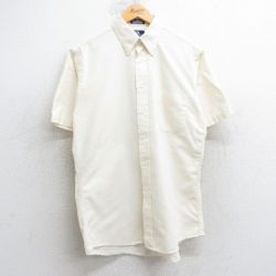L★古着 半袖 シャツ メンズ 90年代 90s オックスフォード ボタンダウン 生成り 25jul02 中古 トップス