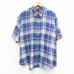90s 半袖シャツ ネイビーチェック XL | 古着