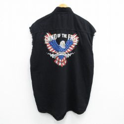 90s ノースリーブシャツ 鳥 ブラック XL | 古着