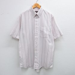 【50%OFF】XL★古着 アロー 半袖 シャツ メンズ 90年代 90s ロング丈 USA製 白他 ホワイト ストライプ 25jul03 中古 トップス