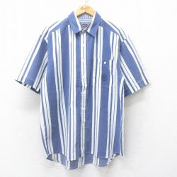 L★古着 ビューグルボーイ 半袖 シャツ メンズ 00年代 00s 紺他 ネイビー ストライプ 25jul04 中古 トップス