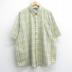 【50%OFF】XL★古着 ピーターパン 半袖 シャツ メンズ 00年代 00s 大きいサイズ ロング丈 ボタンダウン 黄色他 イエロー チェック 25jul04 中古 トップス