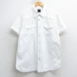 L★古着 半袖 ウエスタン シャツ メンズ smog 白 ホワイト ストライプ 25jul04 中古 トップス