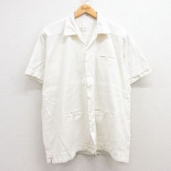 XL★古着 半袖 キューバ シャツ メンズ コットン 開襟 オープンカラー 生成り 25jul04 中古 トップス