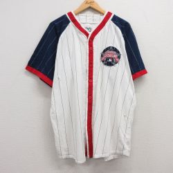 【50%OFF】ミラージュ 90s 半袖ベースボールシャツ クリーブランドインディアンス ホワイトストライプ XL | 古着
