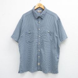 XL★古着 アロー 半袖 シャツ メンズ コットン 紺他 ネイビー チェック 25jul04 中古 トップス