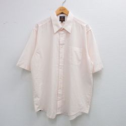 【50%OFF】XL★古着 半袖 シャツ メンズ 90年代 90s ロング丈 薄ピンク ストライプ 25jul04 中古 トップス